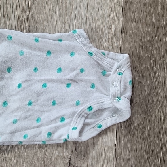 Carter's White & Teal Polka Dot Onesie 3M - Picture 3 of 5
